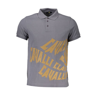 Cavalli Class Gray Cotton Men Polo Shirt