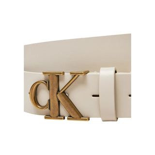 Calvin Klein Jeans Cream Leather Belt