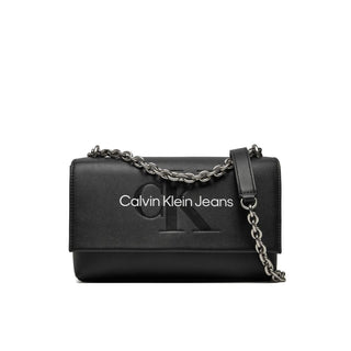 Calvin Klein Jeans Black And White Artificial Leather Handbag
