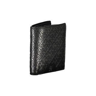 Tommy Hilfiger Sleek Black Leather Dual-Compartment Wallet