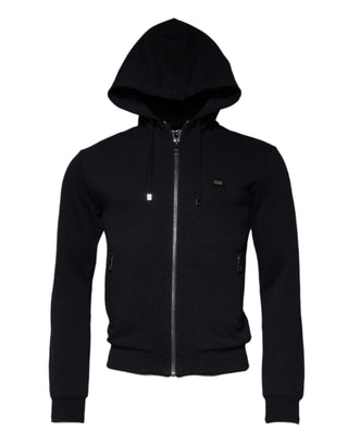 Dolce & Gabbana Blue Logo Full Zip Hooded Sweatshirt Sweater