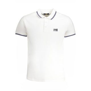 Cavalli Class White Cotton Polo Shirt