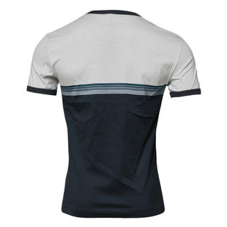 Dolce & Gabbana White Blue Logo Cotton Men Crew Neck T-shirt