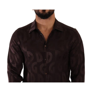 Dolce & Gabbana Bordeaux Silk Dress Shirt