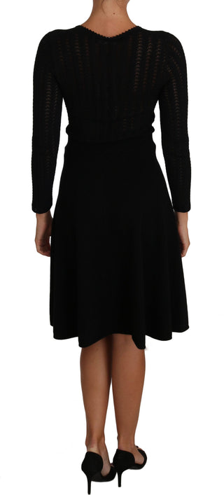 Dolce & Gabbana Elegant Black Knitted Sheath Dress