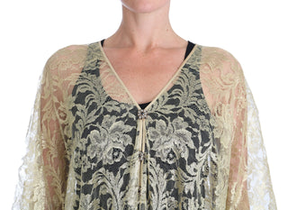 Dolce &amp; Gabbana Golden Floral Lace Kaftan Sundress