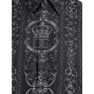 Dolce & Gabbana Gray Silk Pattern Shirt