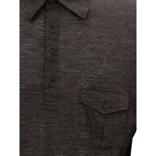 Corneliani Gray Wool Polo Shirt