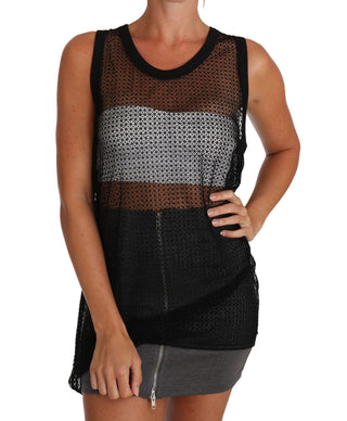 Dolce &amp; Gabbana Elegant Sleeveless Black Mesh Top