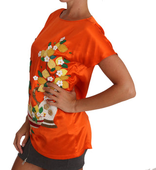 Dolce &amp; Gabbana Sicilian Summer Silk Crystal-Embellished Top