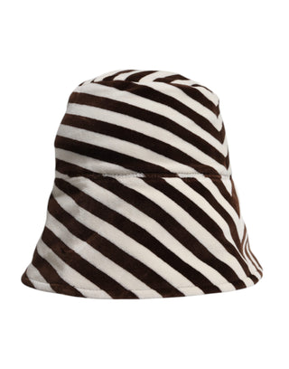 Dolce & Gabbana Black White Stripes Cotton Bucket Cap