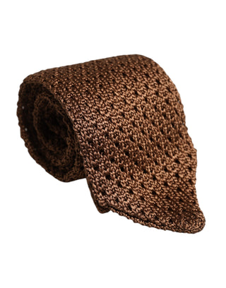 Dolce & Gabbana Brown Knitted Silk Adjustable Necktie Tie