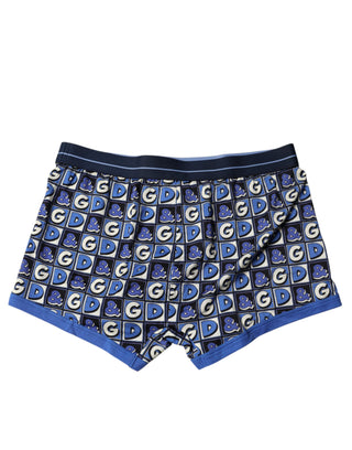 Dolce & Gabbana Blue Logo Print Cotton Regular Boxer Underwear