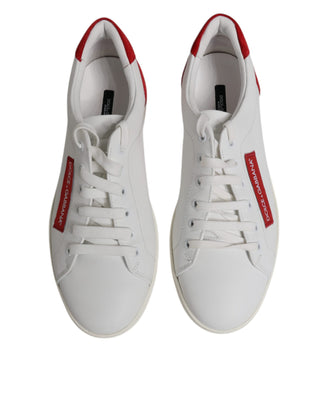 Dolce & Gabbana White Suede Leather Low Top Sneakers Shoes