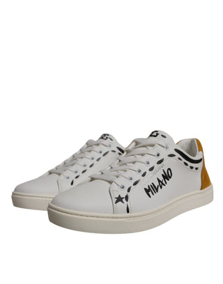 Dolce & Gabbana White Suede Leather Low Top Sneakers Shoes