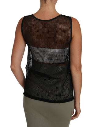 Dolce &amp; Gabbana Elegant Black Mesh Sleeveless Blouse Top