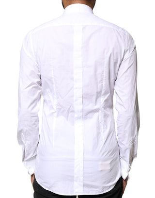 Dolce & Gabbana White GOLD CottonPoplin Bib Formal Dress Shirt