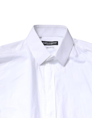 Dolce & Gabbana White SICILIA Cotton Formal Men Dress Shirt