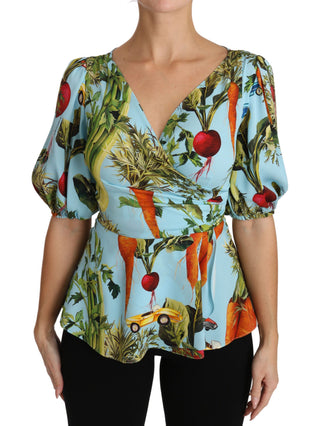 Dolce &amp; Gabbana Vegetable Print Silk Top Extravaganza