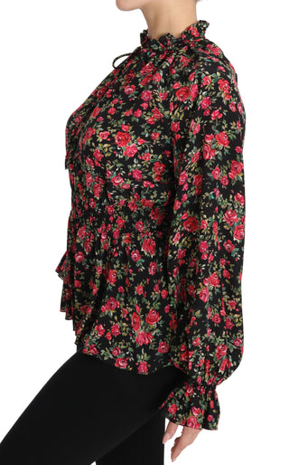 Dolce &amp; Gabbana Elegant Black Floral Silk Shirt