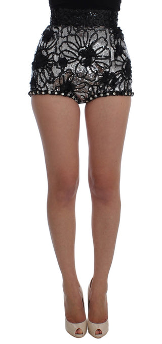 Dolce &amp; Gabbana Sequined High Waist Designer Mini Shorts