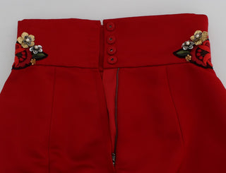 Dolce &amp; Gabbana Enchanted Sicily Crystal-Embellished Silk Shorts