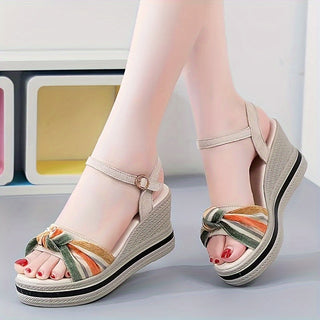 Women's Thick Sole Ruffle Decorated Sandals Open Toe Ankle Strap Buckle Back Strap Comfortable Summer Shoes 