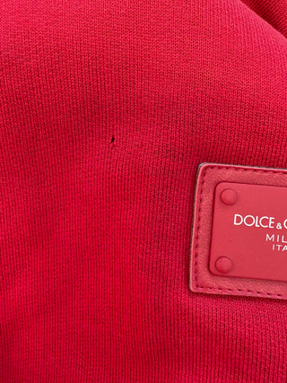 Dolce & Gabbana Red Cotton Logo Hooded Sweatshirt Sweater