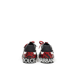 Dolce & Gabbana Black And White Leather Low Top Sneakers