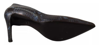 Sofia Black Snake Skin Leather Stiletto High Heels Pumps Shoes