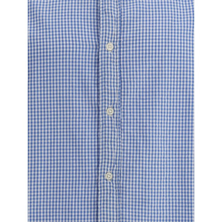 Deperlu Light Blue Cotton Pattern Shirt