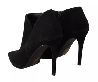 Steve Madden Black Suede Leather Stiletto Heels Boots Shoes