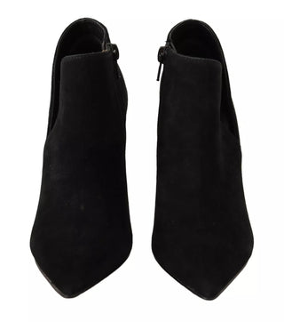 Steve Madden Black Suede Leather Stiletto Heels Boots Shoes