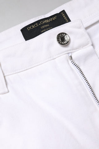 Dolce & Gabbana White Cotton Mid Waist Skinny Denim Jeans