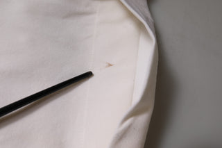 Dolce & Gabbana White Wool Mid Waist Wide Leg Pants