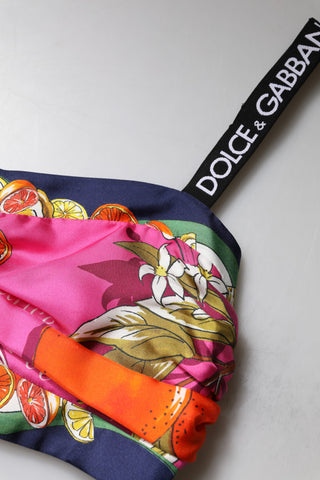 Dolce & Gabbana Multicolor Floral Sleeveless Bustier Cropped Top