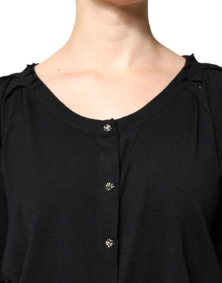 Dolce & Gabbana Black Button Down Short Sleeve Blouse Top