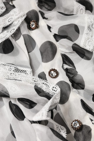 Dolce & Gabbana White Black Polka Dot Cotton Sleeveless Top