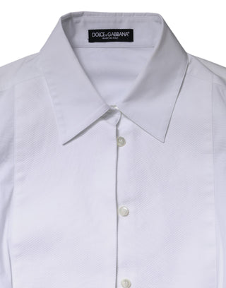 Dolce & Gabbana White Cotton Dress Collared Dress Shirt Top