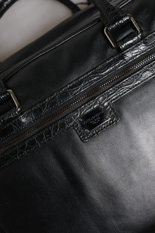 Dolce & Gabbana Black Leather Messenger Shoulder Strap Bag