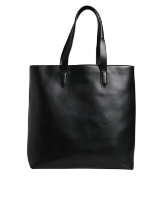 Dolce & Gabbana Black Calf Leather Shopping Tote Shoulder Bag