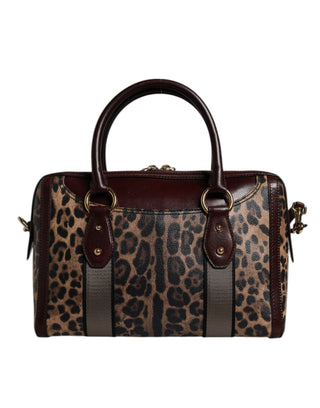 Dolce & Gabbana Brown Leopard Leather Shoulder Strap Duffle Bag