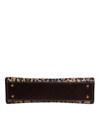 Dolce & Gabbana Brown Leopard Leather Shoulder Strap Tote Bag