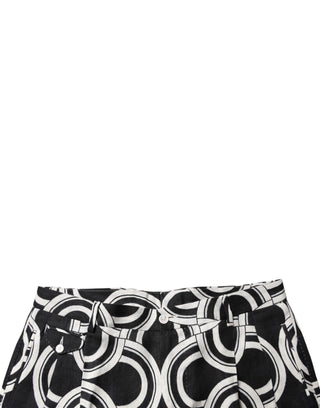 Dolce & Gabbana Black White Linen Bermuda Shorts