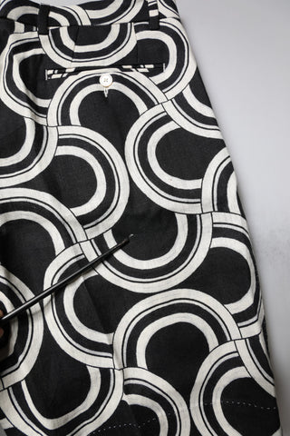 Dolce & Gabbana Black White Linen Bermuda Shorts