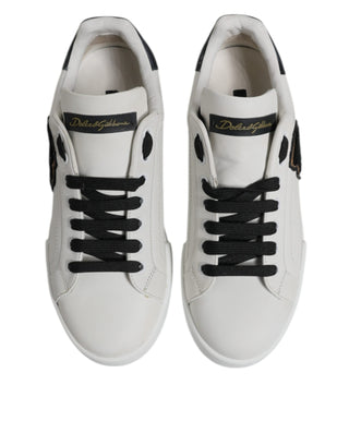 Dolce & Gabbana White Leather DG Logo Low Top Sneakers Shoes
