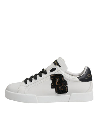 Dolce & Gabbana White Leather DG Logo Low Top Sneakers Shoes
