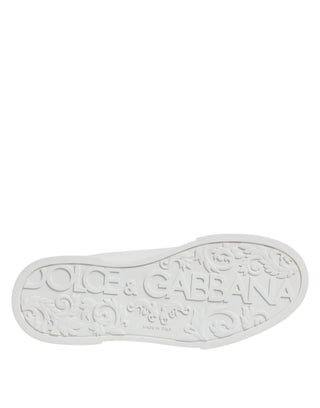 Dolce & Gabbana White Leather DG Logo Low Top Sneakers Shoes