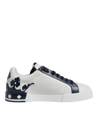 Dolce & Gabbana White Blue Crown Low Top Men Sneakers Shoes
