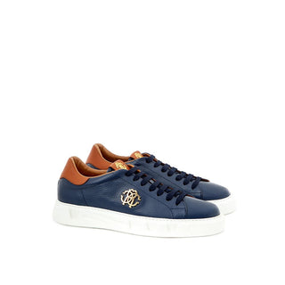 Roberto Cavalli Blue Leather Low Top Sneakers